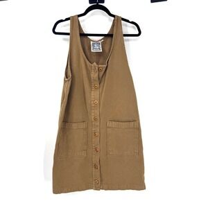 Jungmaven Hemp Organic Cotton Button Down Jumper Dress Brown Small American Made